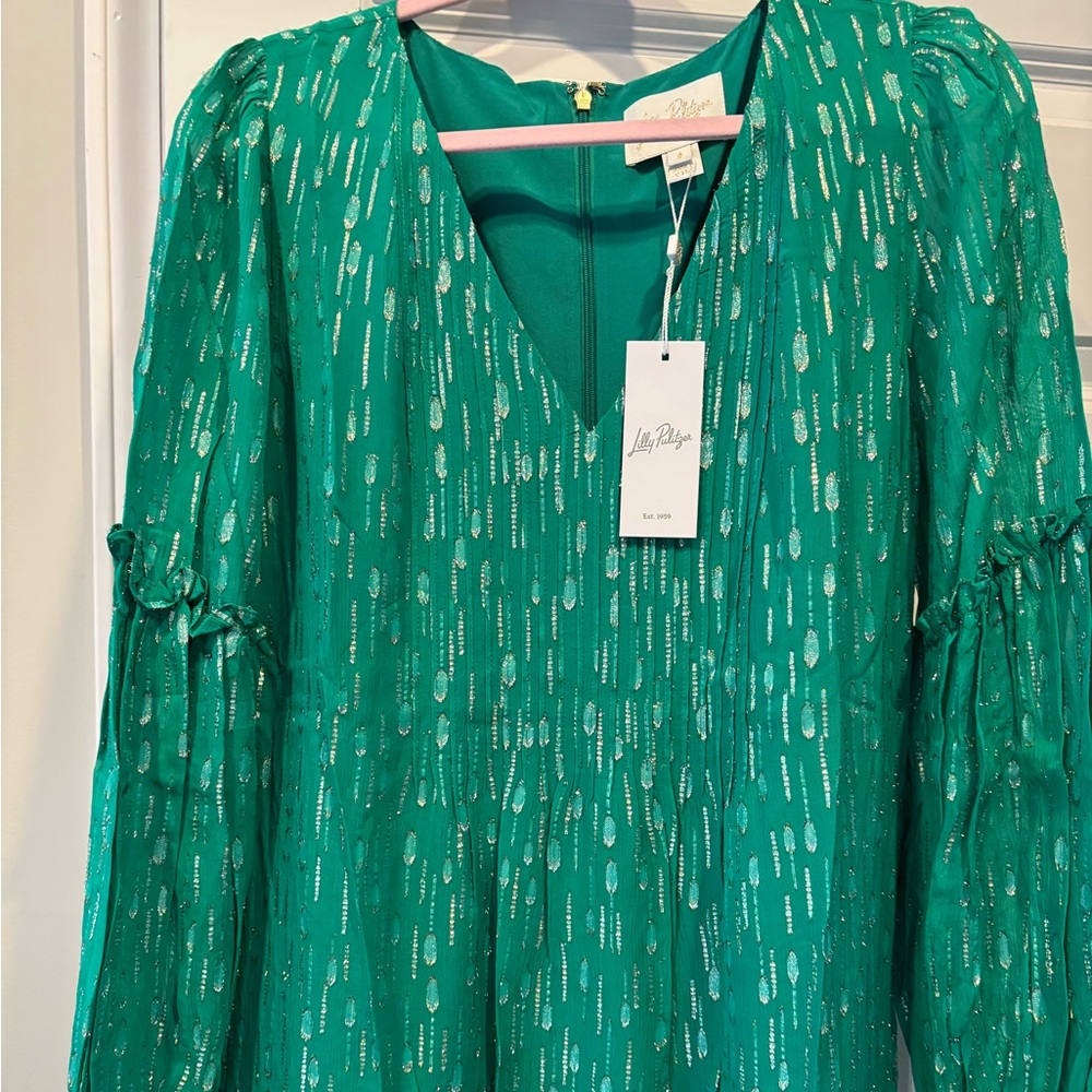 Lilly Pulitzer green and metallic maxi dress or formal. new. Size 8